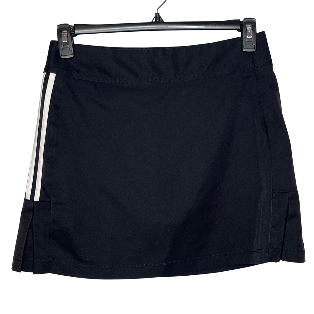 Adidas Golf Skort Size 6 Black 3-Stripe ClimaCool Pleated Athletic Womens